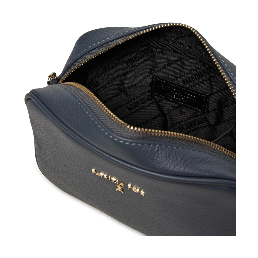 PATRIZIA PEPE Grijze leren crossbody tas met kettingriem Blue Dames