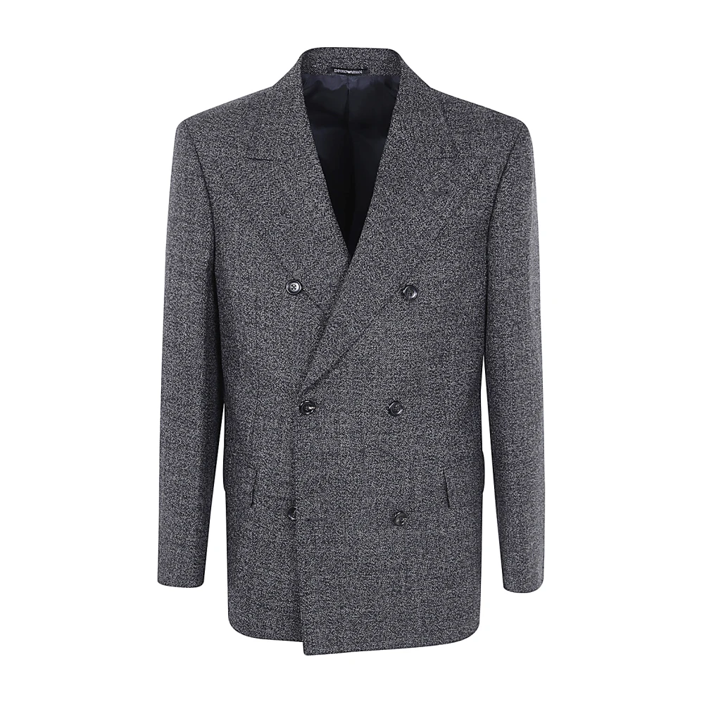 Emporio Armani Donkergrijze Melange Blazer Gray Heren