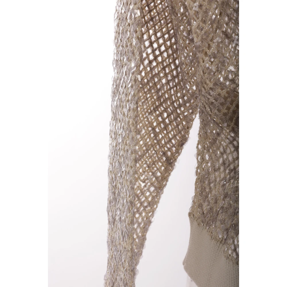 BRUNELLO CUCINELLI Paillet Linnen Zijde Beige Sweater Beige Dames