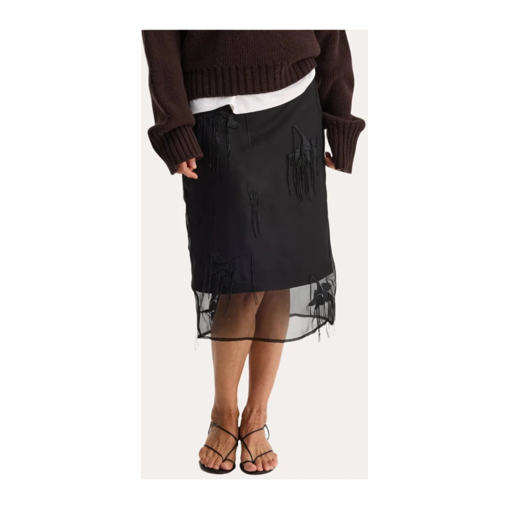 Róhe Tulpen Organza Rok Versierd Zwart Black Dames