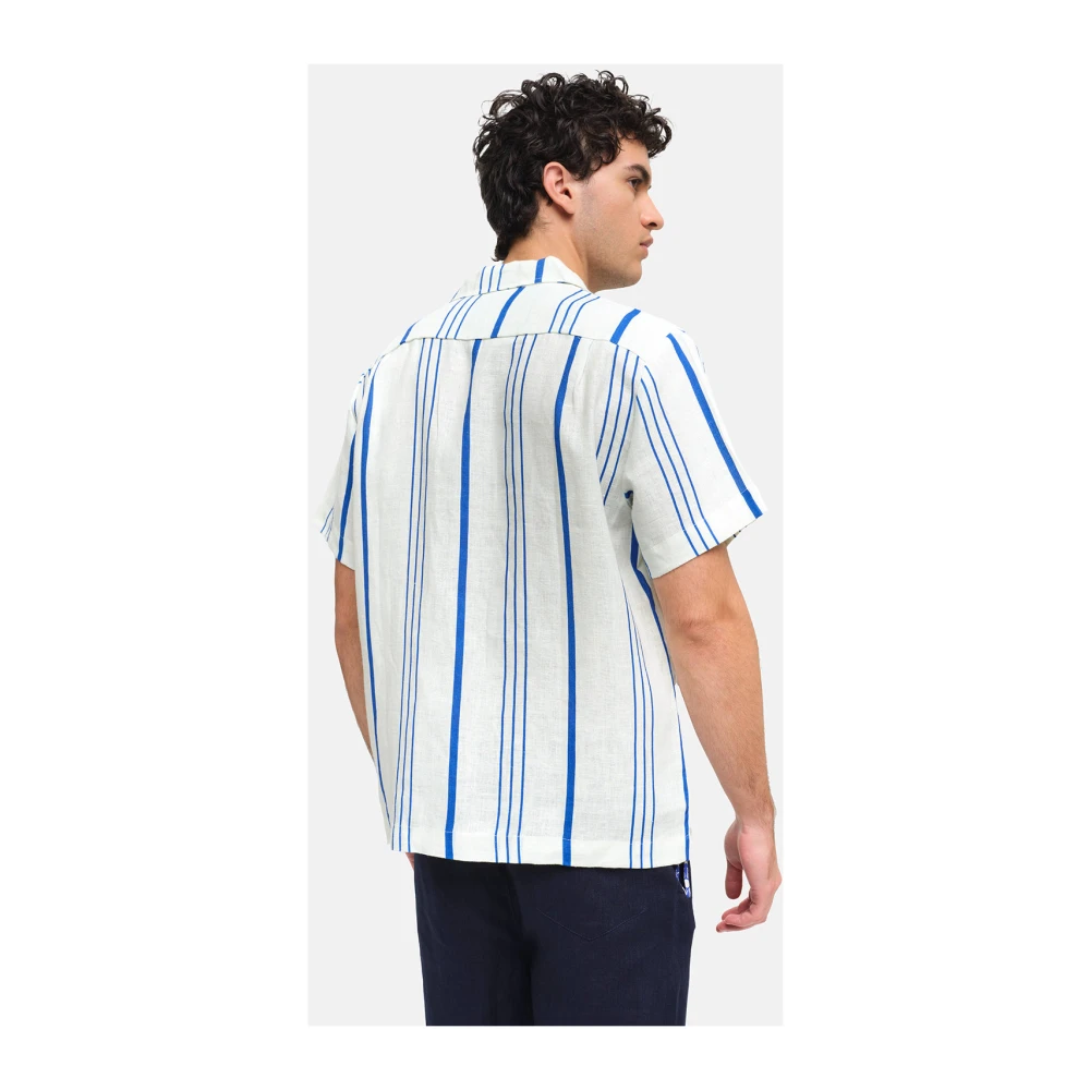 Peninsula Italiaans Linnen Bowling Shirt White Heren