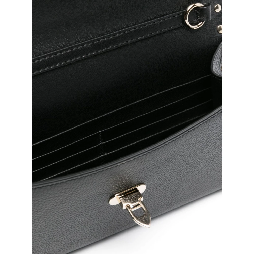 Valentino Garavani Zwarte Leren Studs Ketting Portemonnee Black Dames
