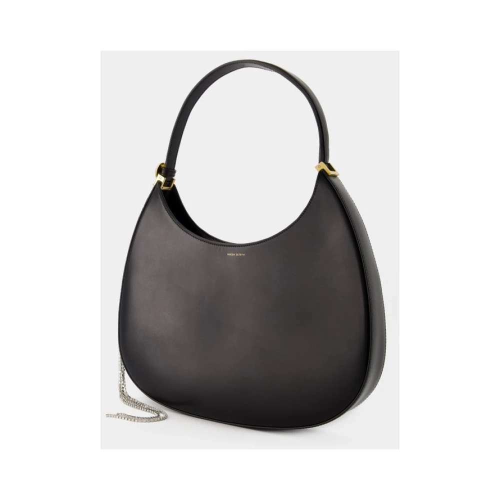 Magda Butrym Zwarte Leren Hobo Tas met Klep Sluiting Black Dames