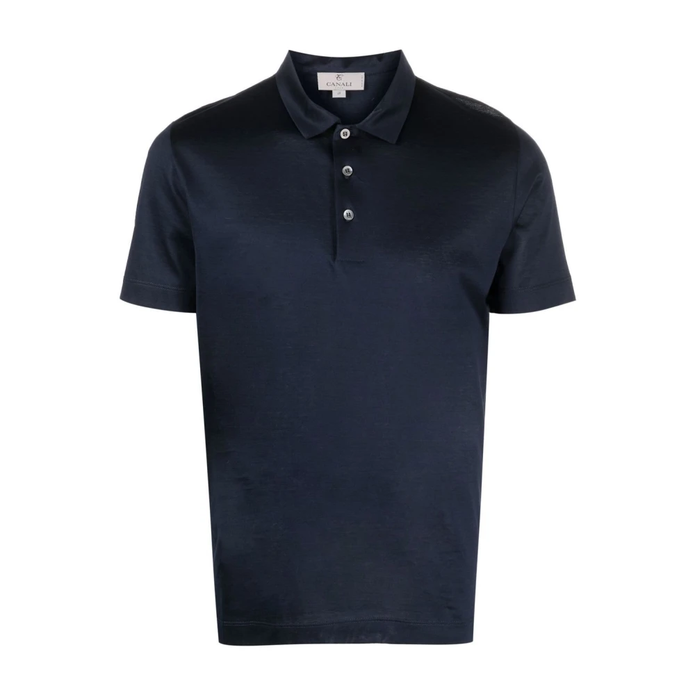 Canali Marine Polo Shirt Blue Heren