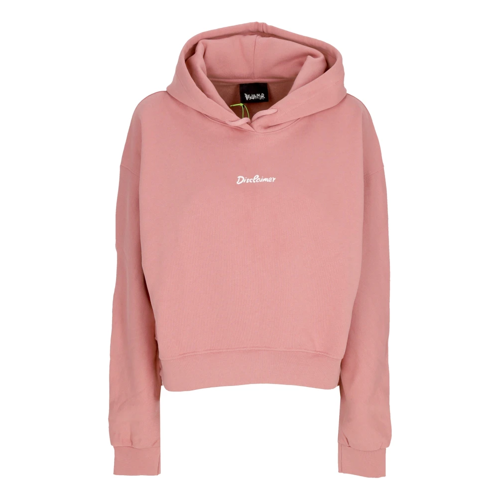 Disclaimer Logo Crop Hoodie Roze Wit Pink Dames