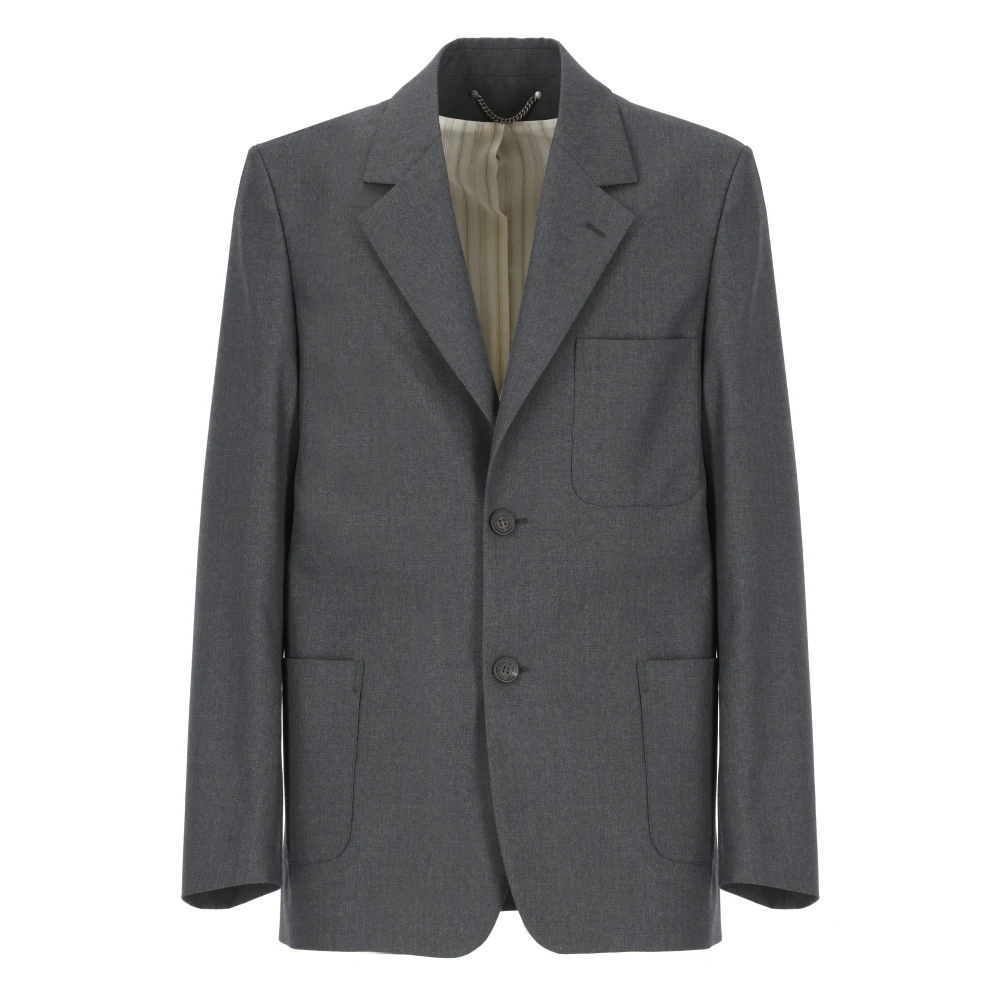 Golden Goose Grijze Wollen Jas Peak Lapel Gray Heren