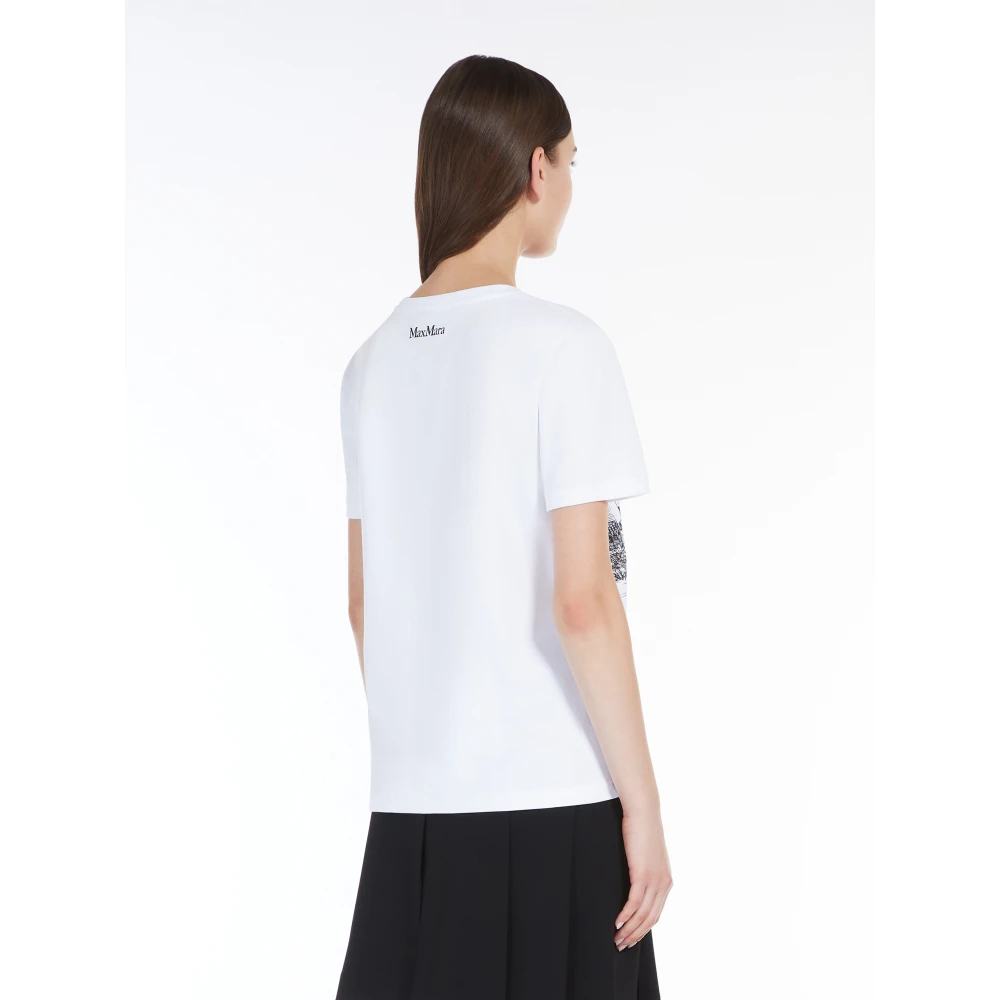 Max Mara Studio Grafische Print Katoenen T-shirt White Dames