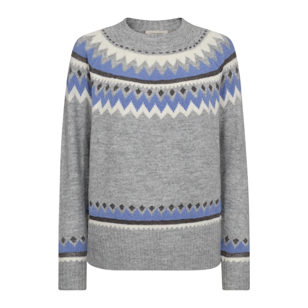 Freequent Mayfair Patroon Pullover Trui Gray Dames