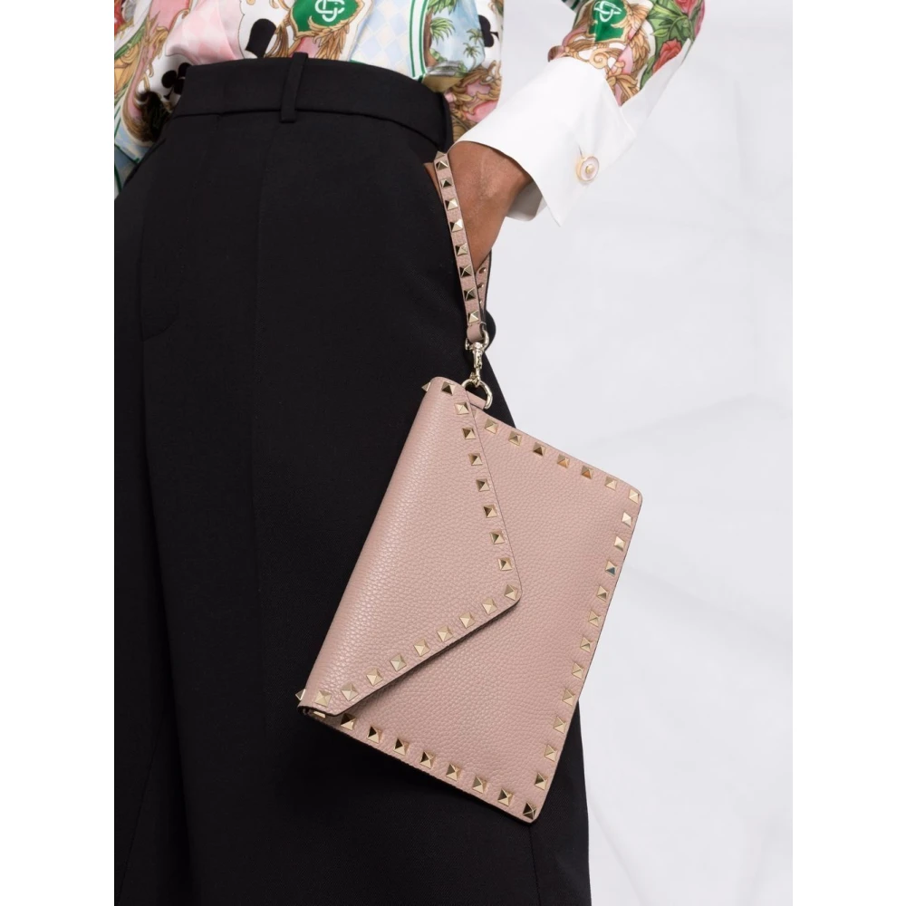 Valentino Garavani Roze leren studded clutch tas Pink Dames