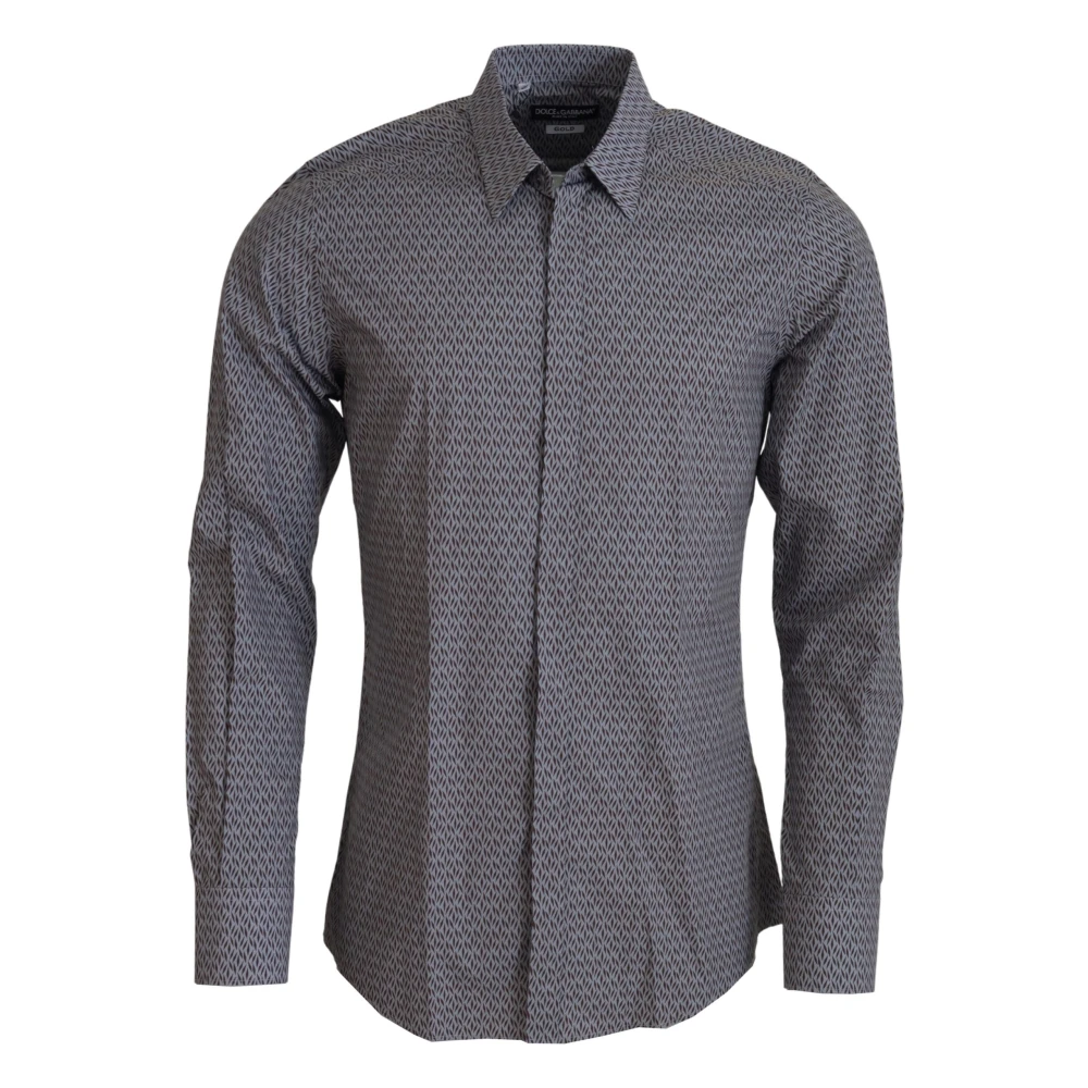Dolce & Gabbana Men's Gray Formal Shirts, S, Gold Dress Formal Shirt