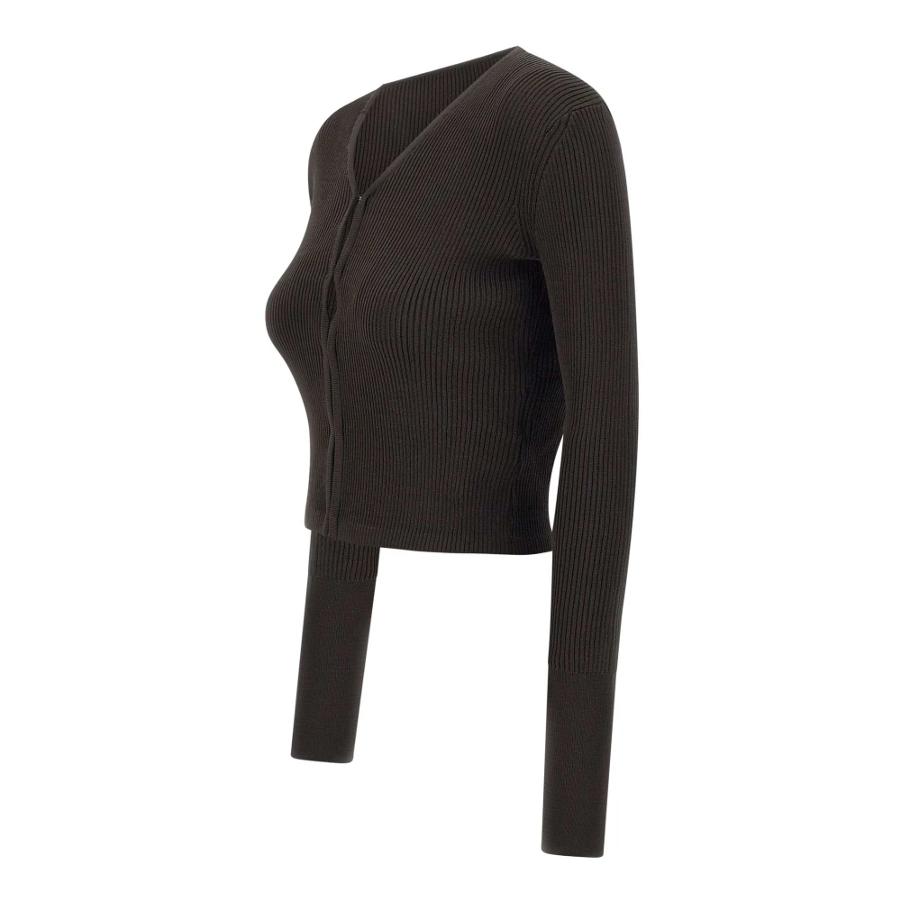 LOW Classic Bruine Vest met Extra Lange Mouwen Brown Dames