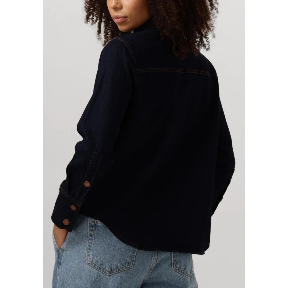 My Essential Wardrobe Navy Blue Laramw 115 Shirt Blue Dames