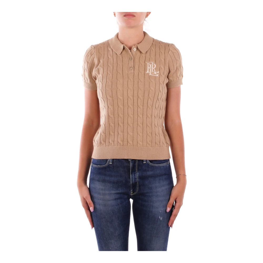 Ralph Lauren Women's Beige Jumpers Brown - V-Neck Knitwear - M - Knitwear