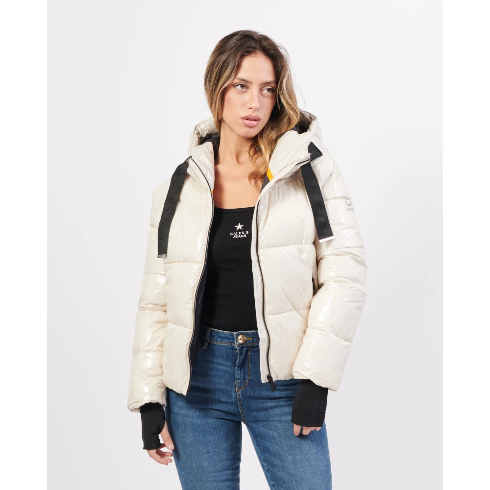 Suns Glanzende Prestatiejas met Capuchon Beige Dames