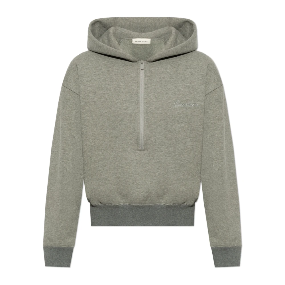Fear Of God Gray Signature Classic Half Zip Hoodie - Female - Zip-Throughs - S - Sweatshirts & Hoodies