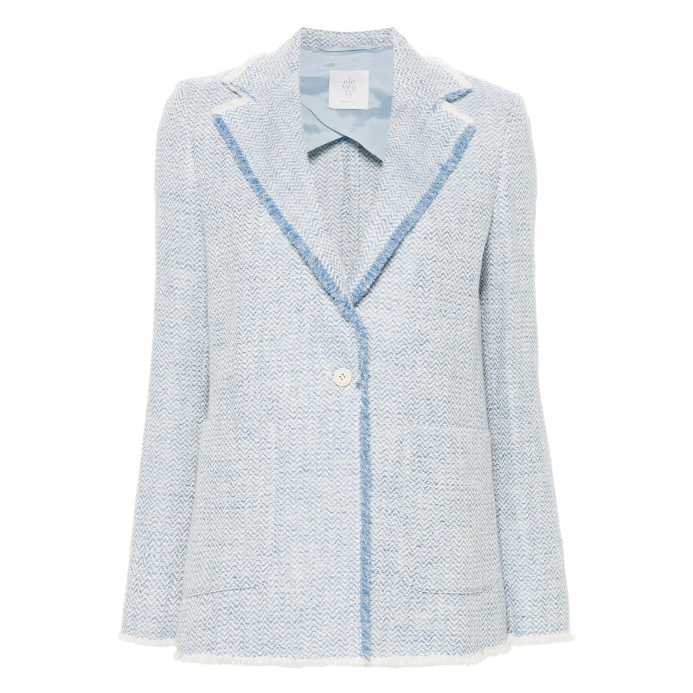 Eleventy Versleten Blauw Linnen Katoen Elegant Blazer Blue Dames