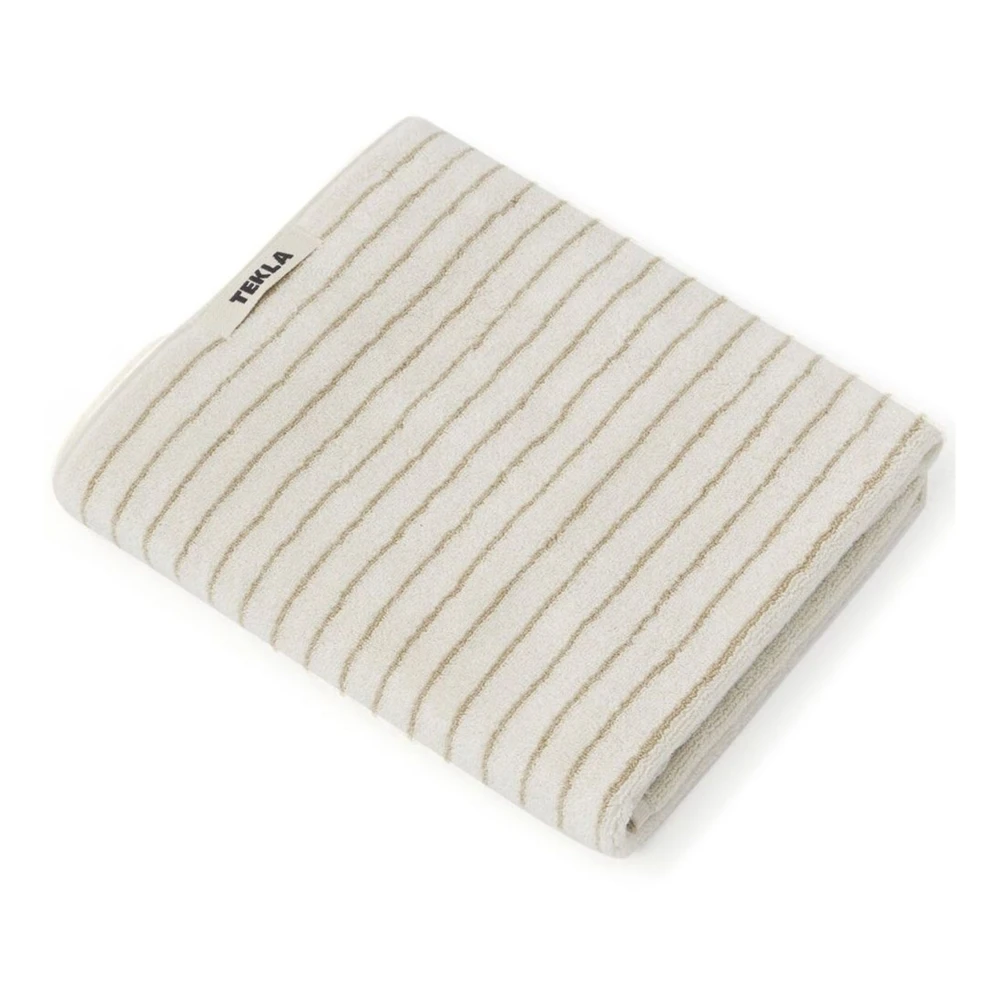 Tekla Gestreept badlaken Beige Unisex