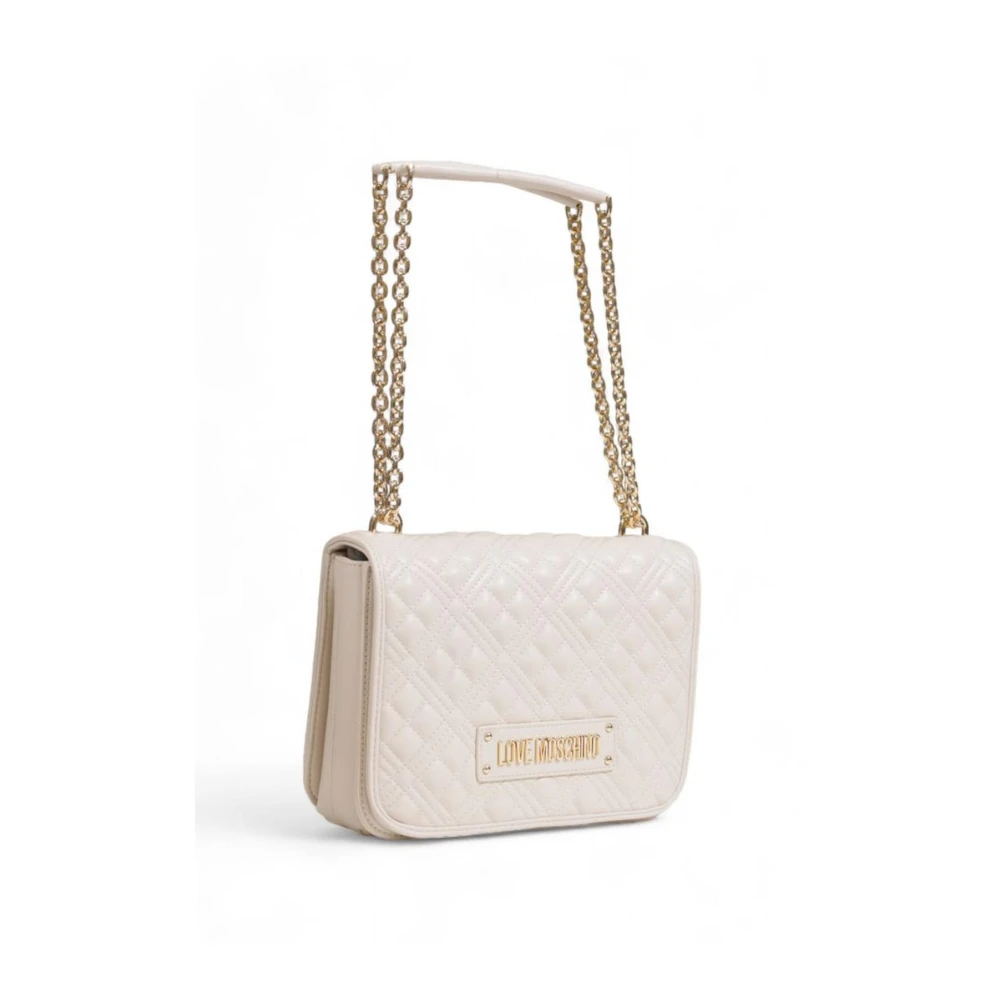Love Moschino Gestructureerde polyurethaan handtas herfst winter collectie White Dames