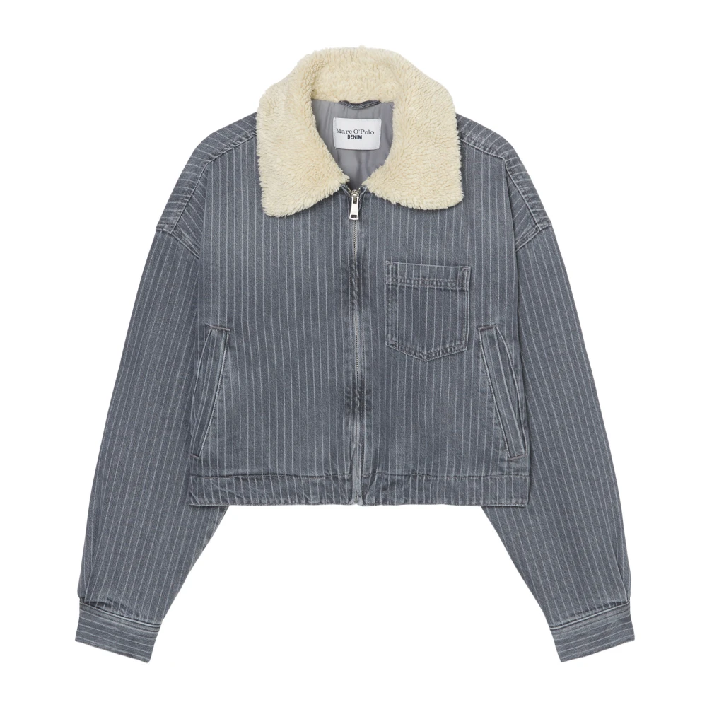 Marc O'Polo Oversize jeansjacka med teddykrage Gray, Dam