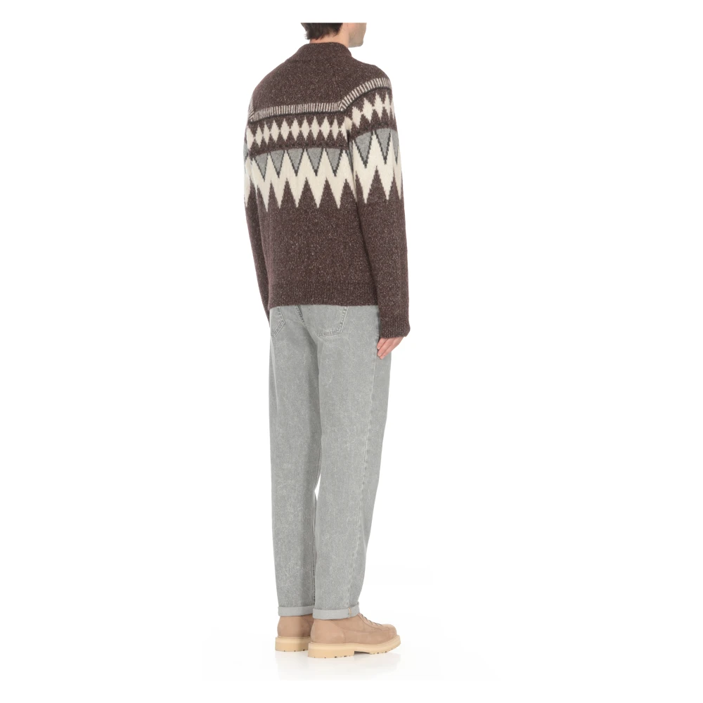 PESERICO Bruine Trui met Geometrisch Patroon Brown Heren