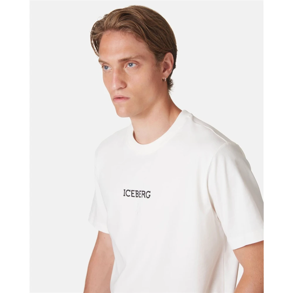 Iceberg Katoenen T-shirt met Logo Print Beige Heren