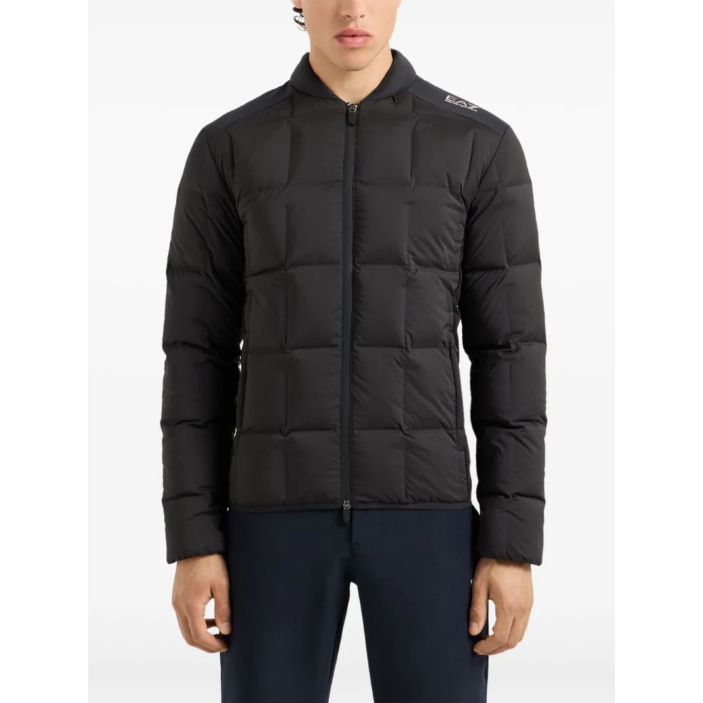 Emporio Armani EA7 Zwarte Gewatteerde Jas met Logo Black Heren