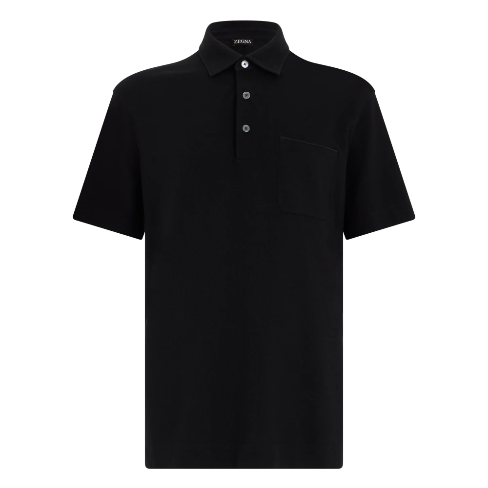 Zegna Men's Black Short Sleeve Polo