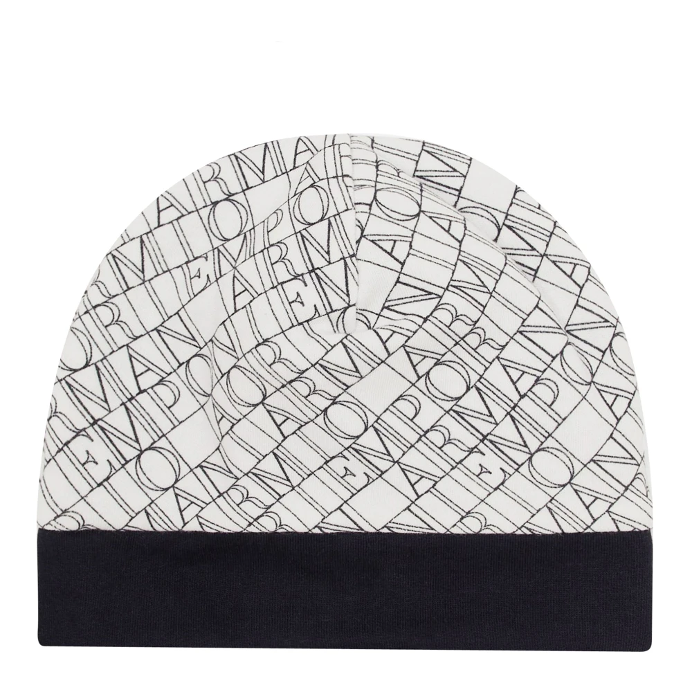 Emporio Armani Boys White Hats & Caps, M, Logo Print Beanie