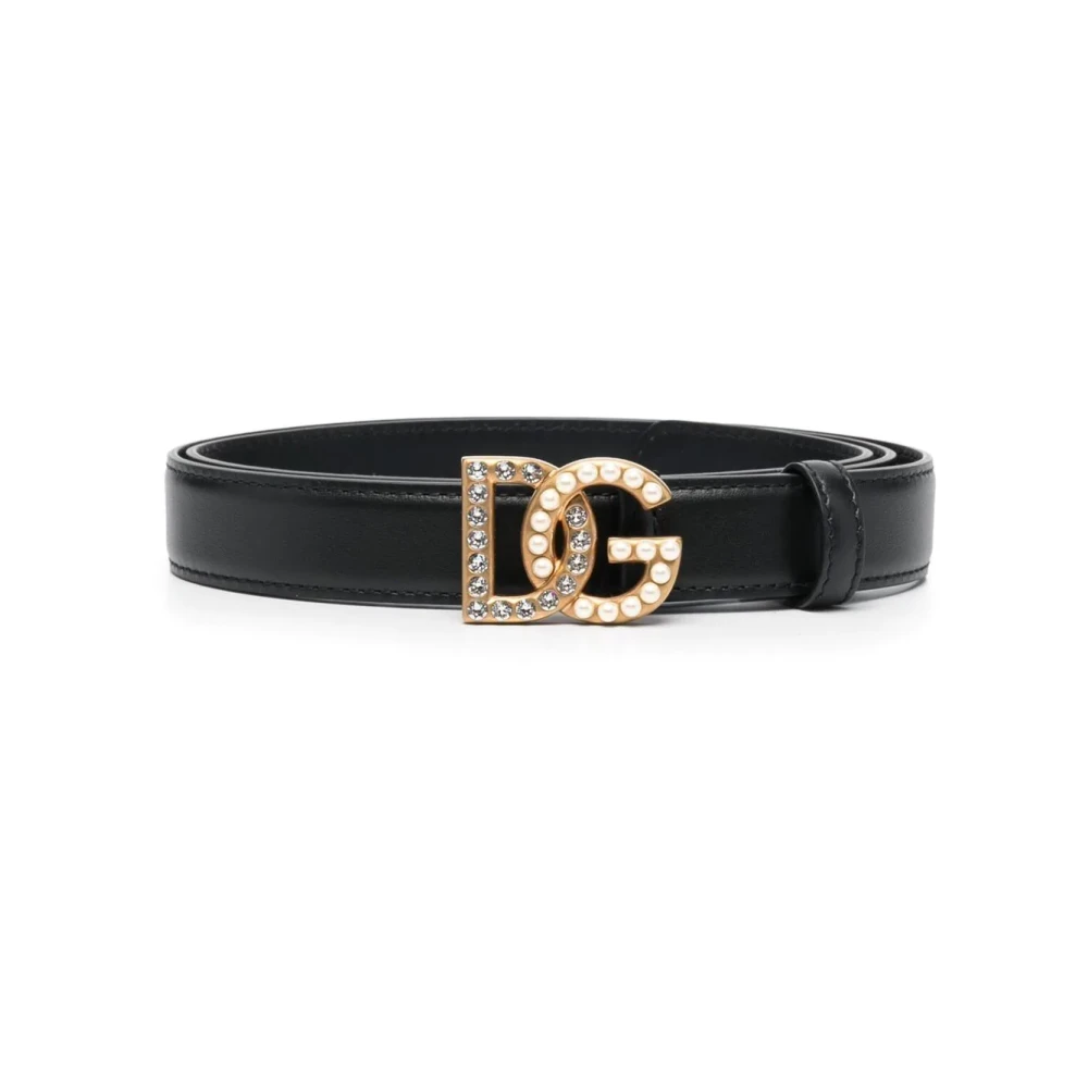 Dolce & Gabbana Women's Gold Leather Belt With Logo Buckle