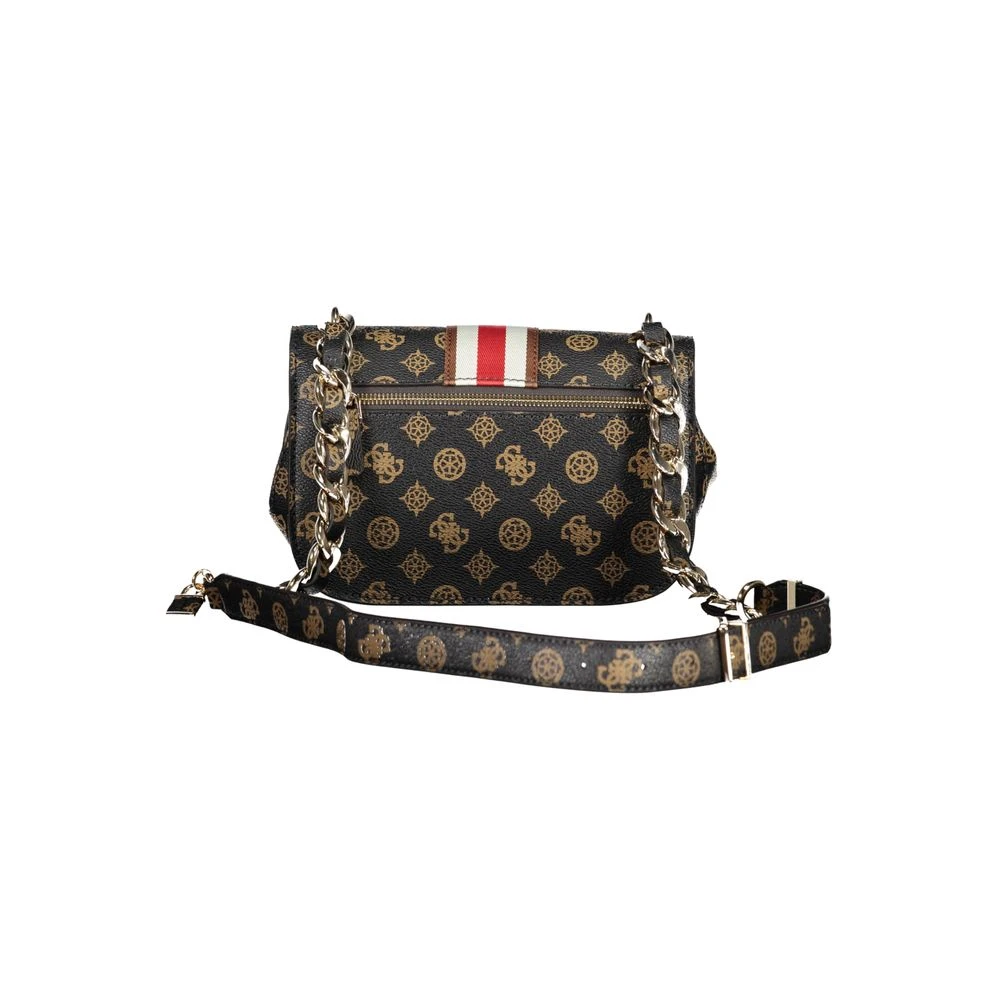 Guess Bruine Polyethyleen Schoudertas met Verstelbare Kettingriem Brown Dames
