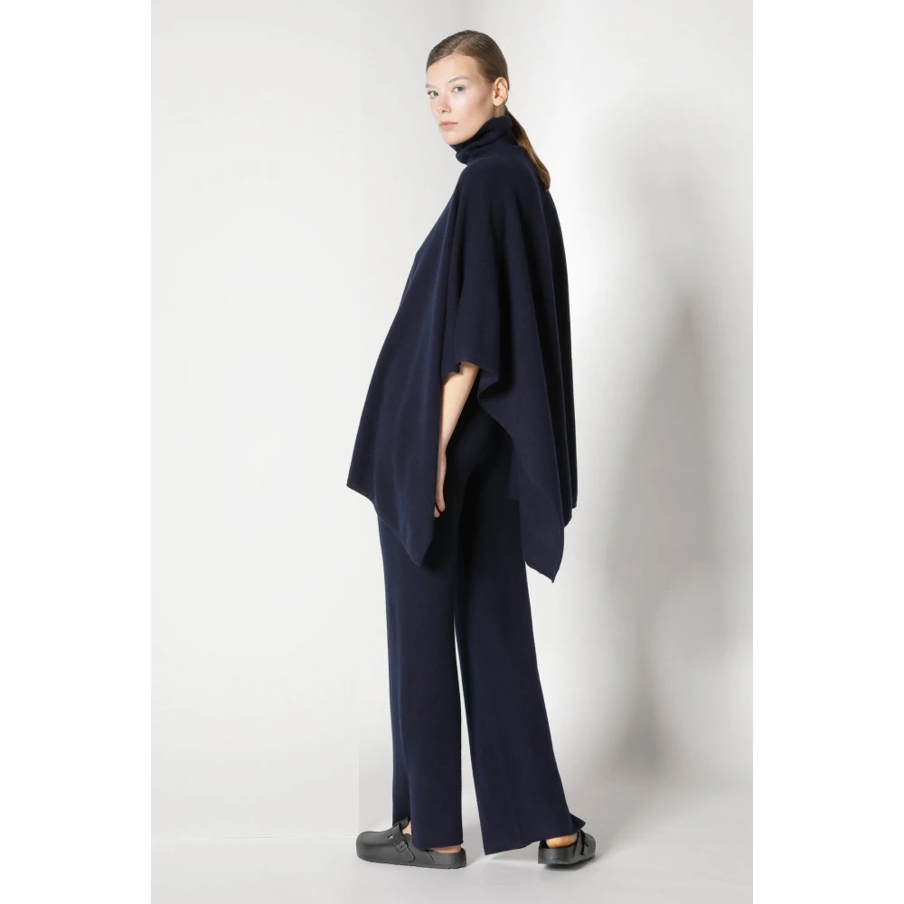 Sminfinity Oversized Turtle Neck Cape Jumper Blue Dames