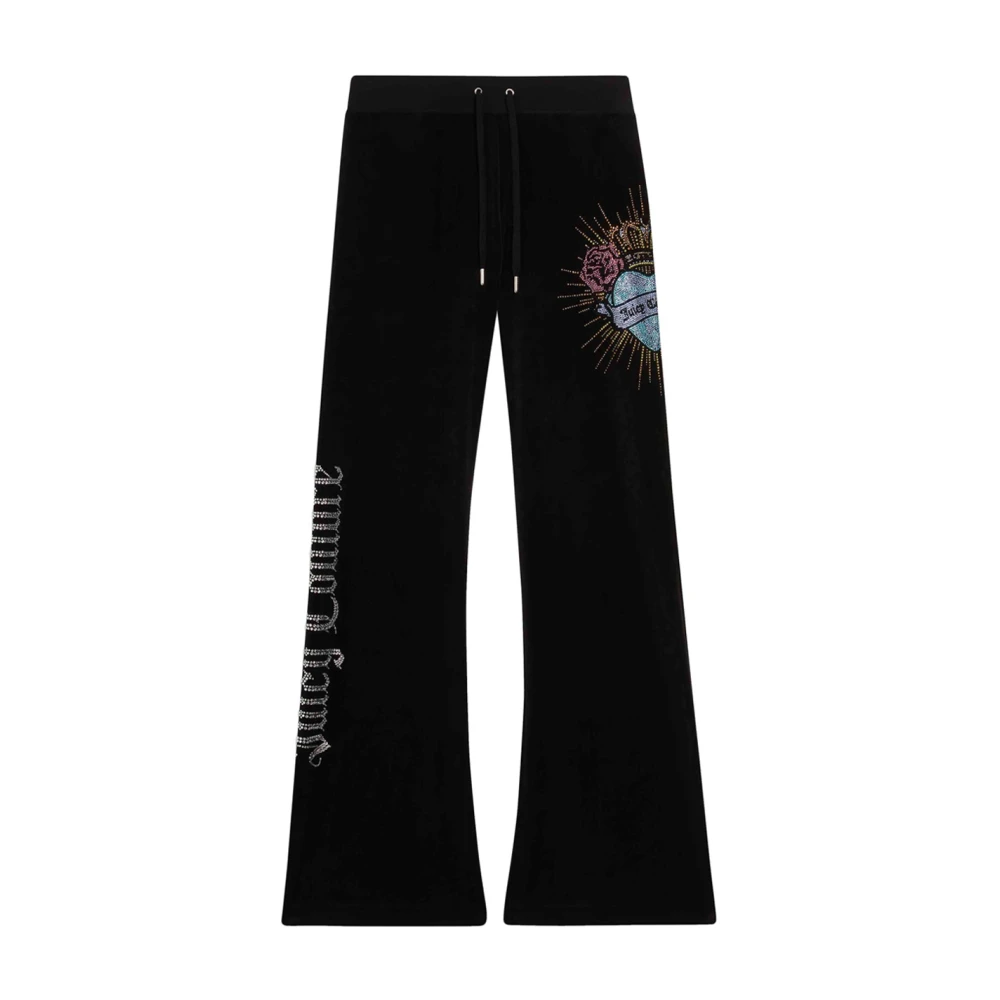 Juicy Couture Zwarte Fluweel Flare Sweatpants Black Dames