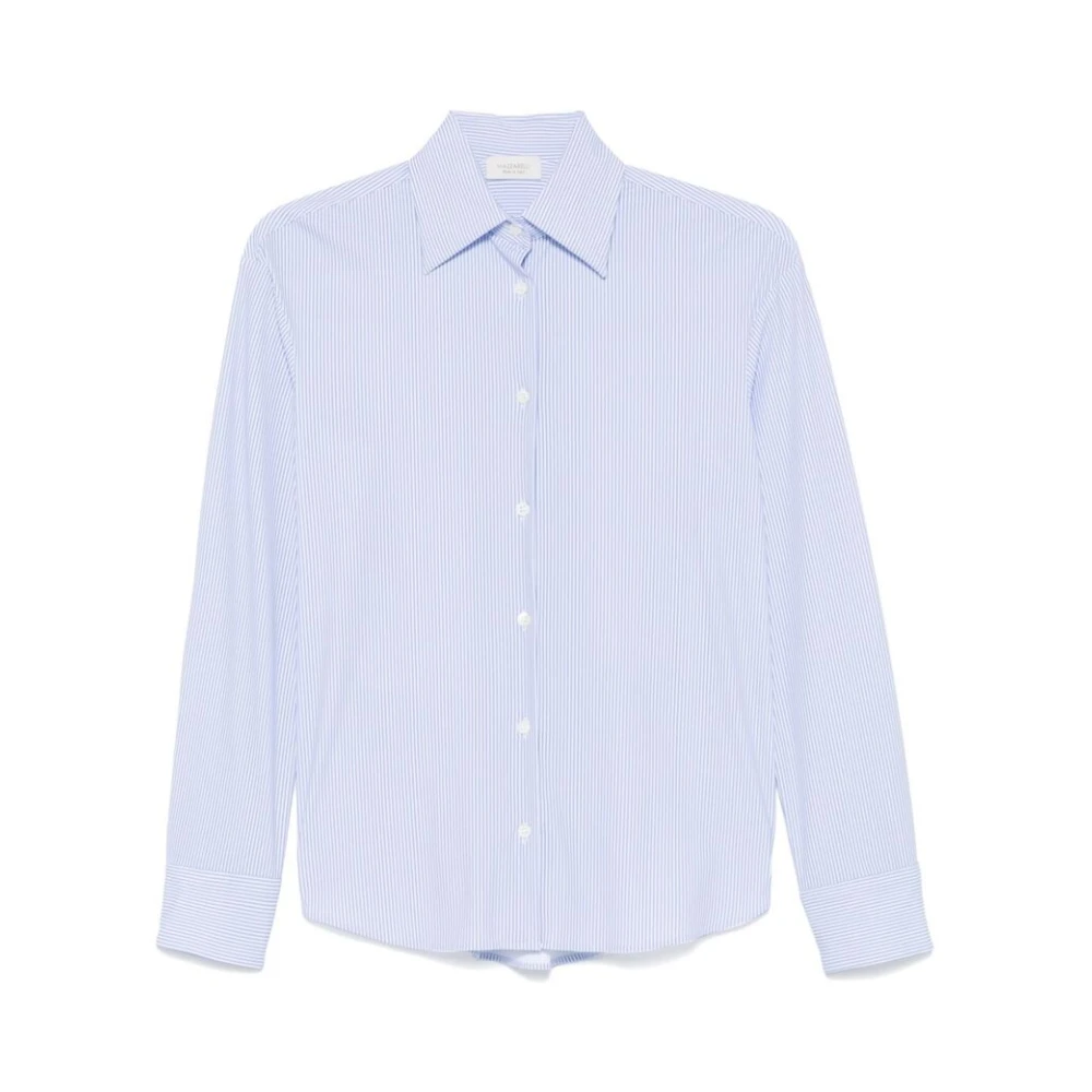 Mazzarelli Blauw Gestreept Overhemd met Knopen Blue Dames