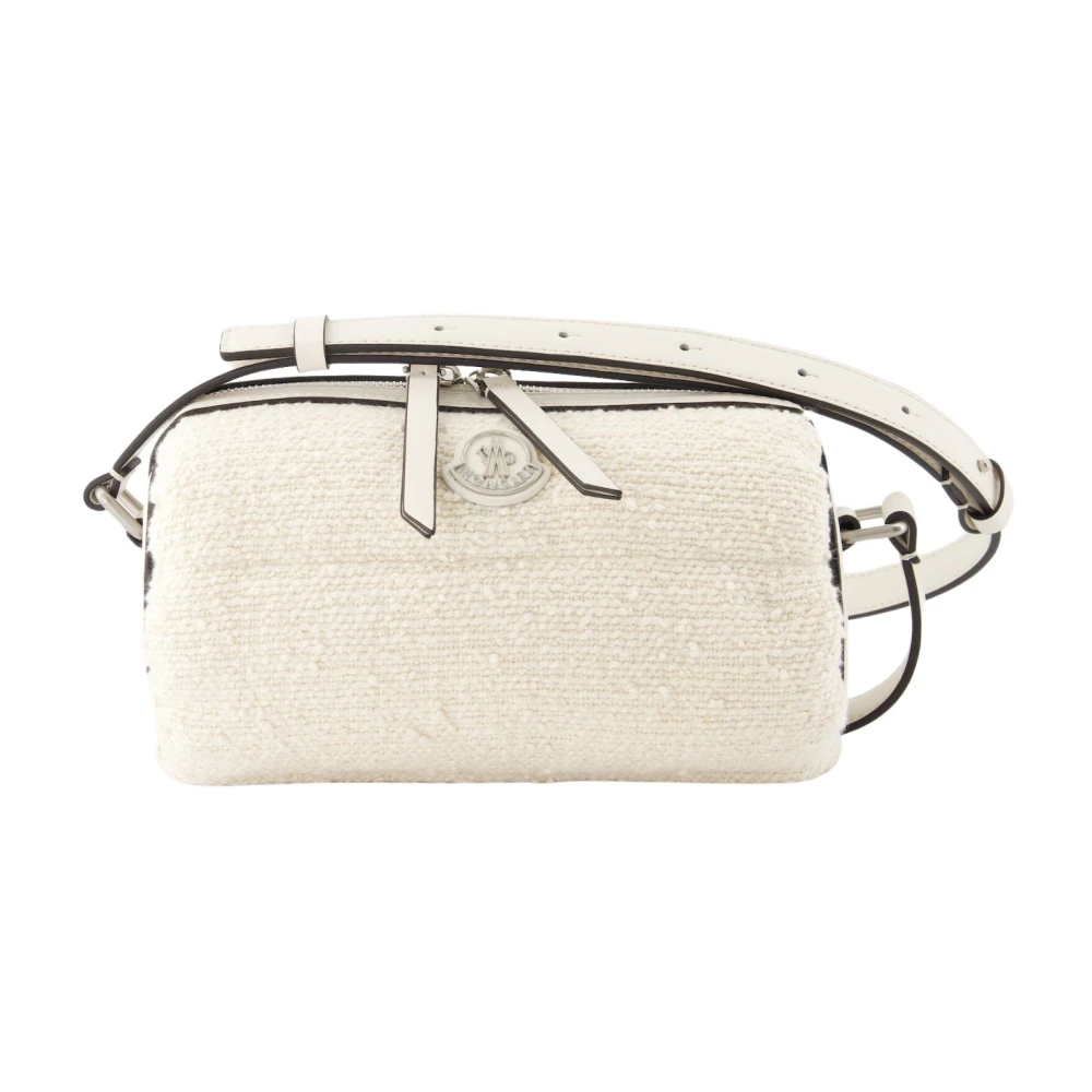 Moncler Women's White Cross Body Bags, One Size, Bouclé Shoulder Bag With Leather Details