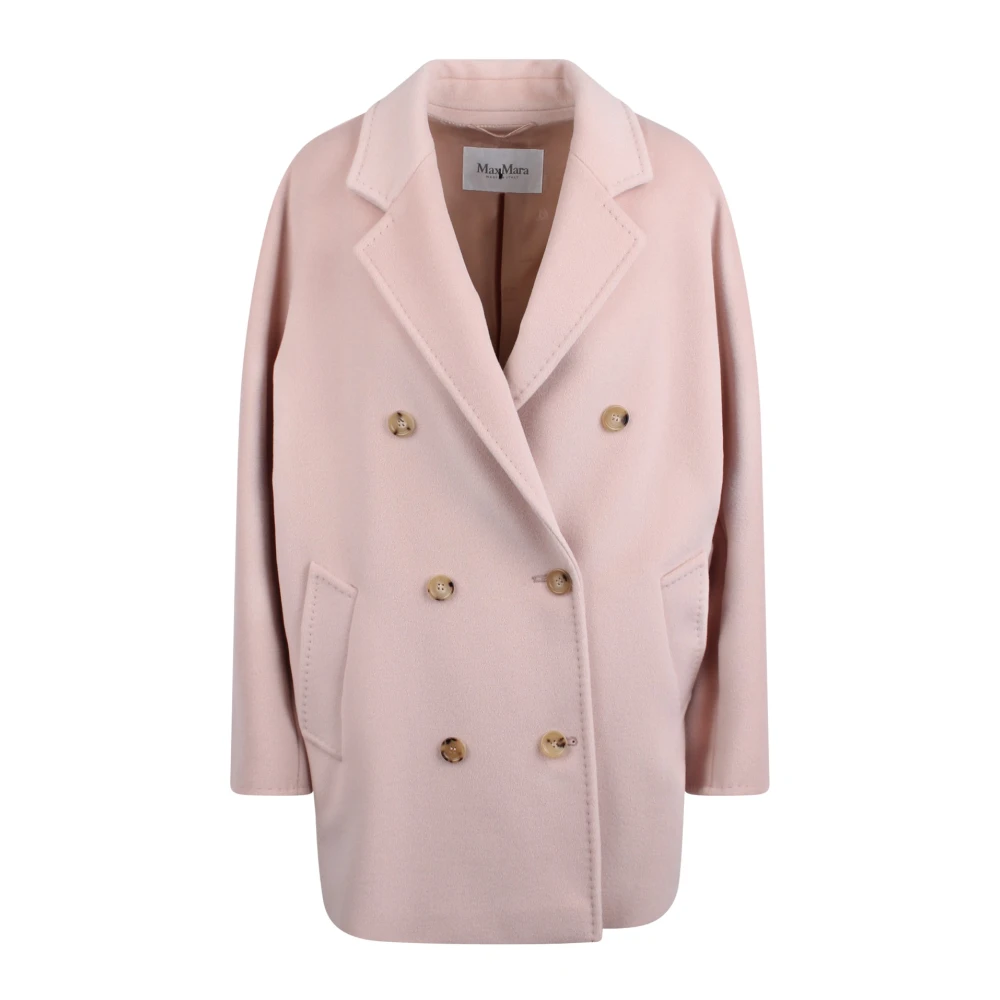 Max Mara Wol Bever Kasjmier Jas Pink Dames