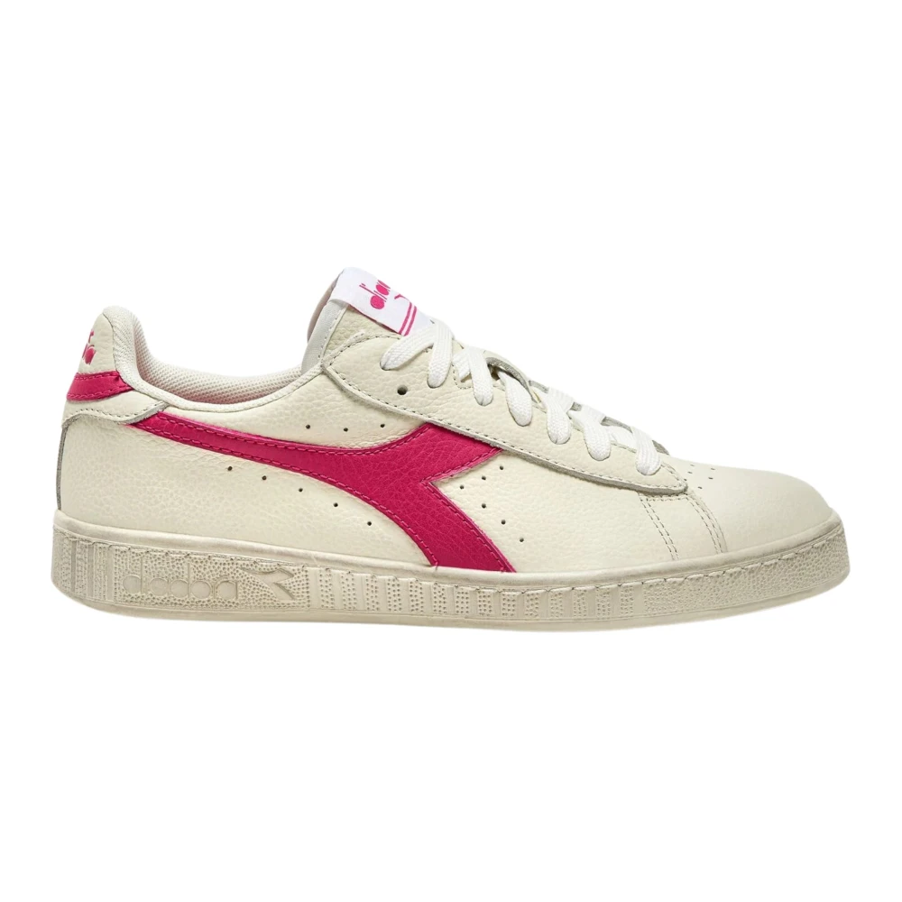 Diadora Women's Multicolor Sneakers, 8 Uk, Vintage Leather Trainers White Pink
