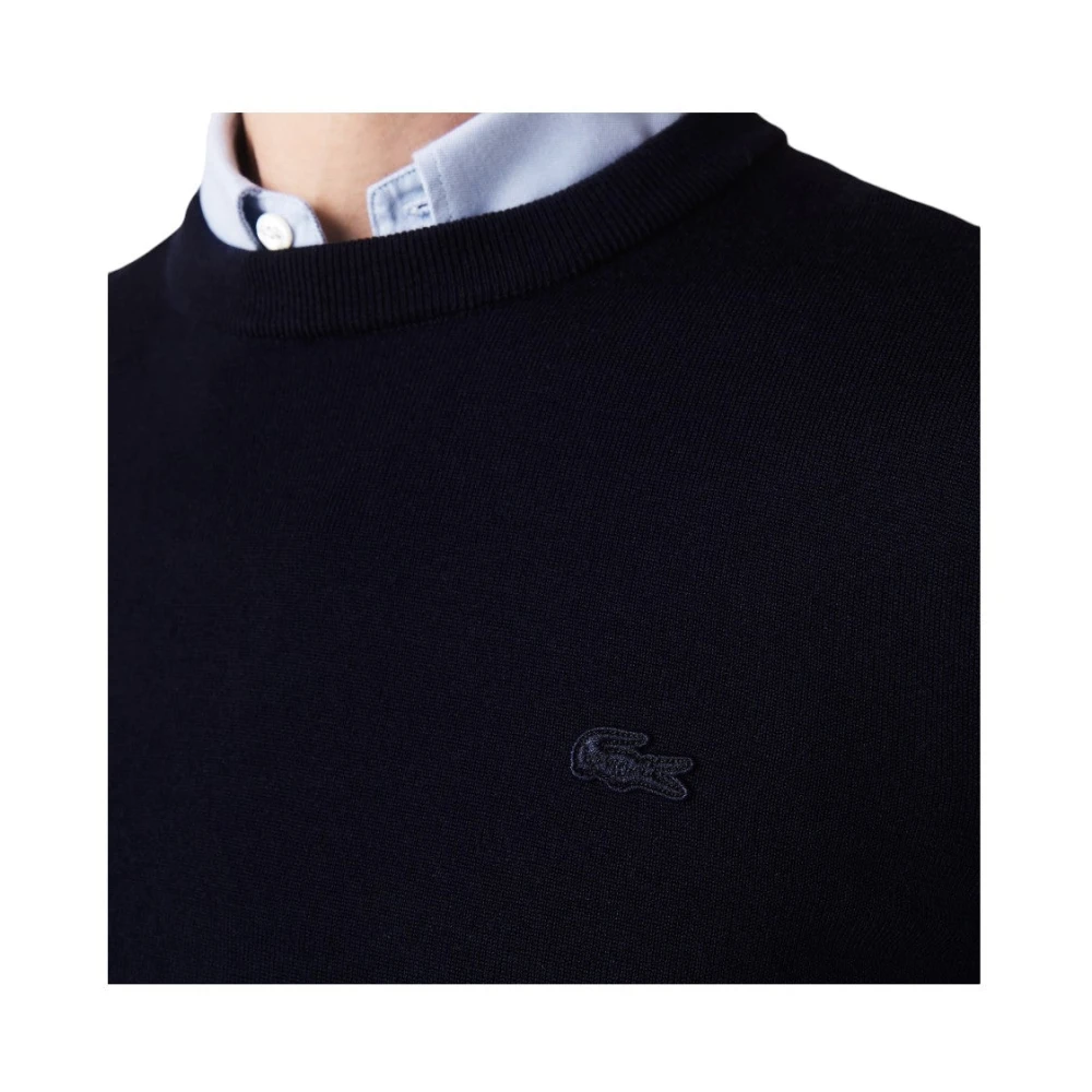 Lacoste Merino Wool Crew Neck Sweater Navy Blue Heren