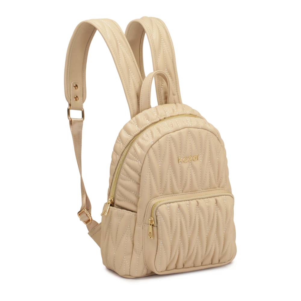 Kazar Gewatteerde beige graanleren rugzak Beige Dames