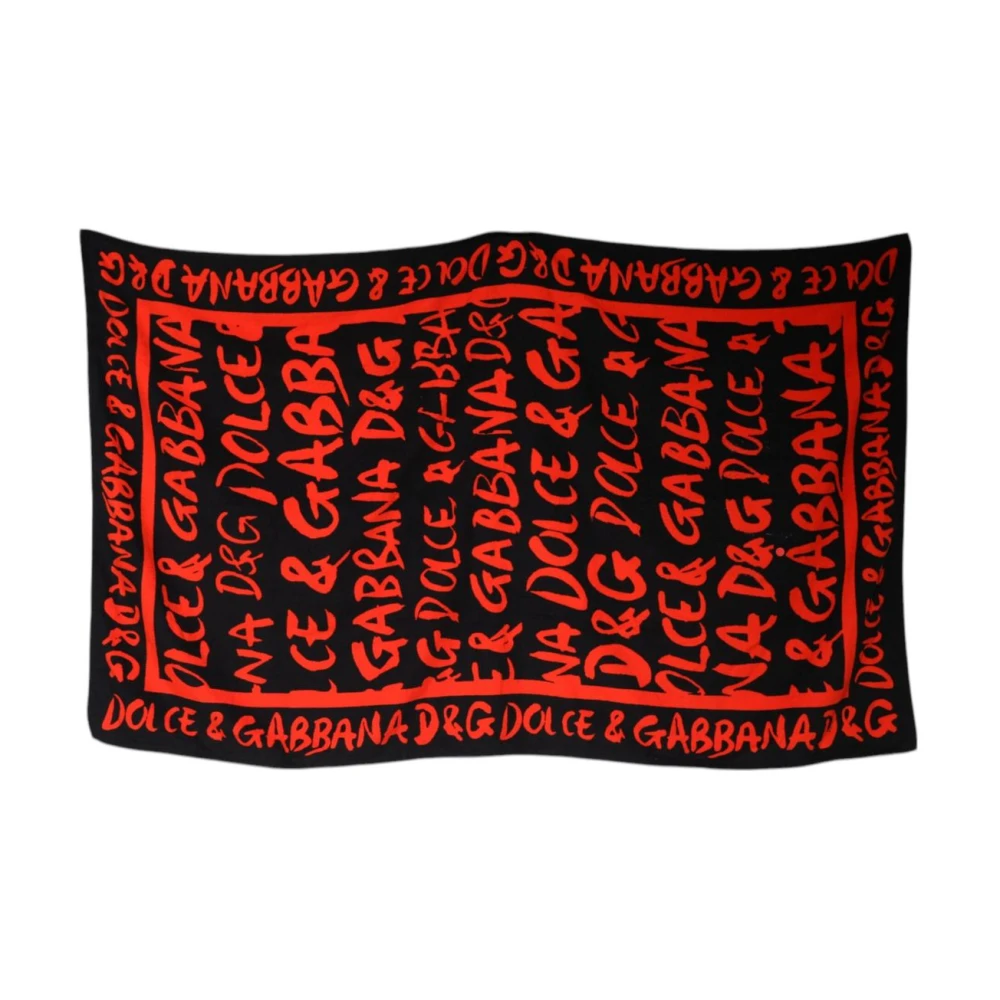 Dolce & Gabbana Women's Red Luxurious Logo Print Beach Towel