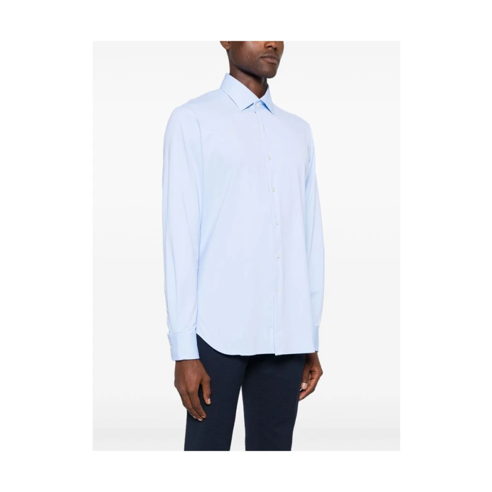 Xacus Blauwe Gestructureerde Knoopshirt Blue Heren