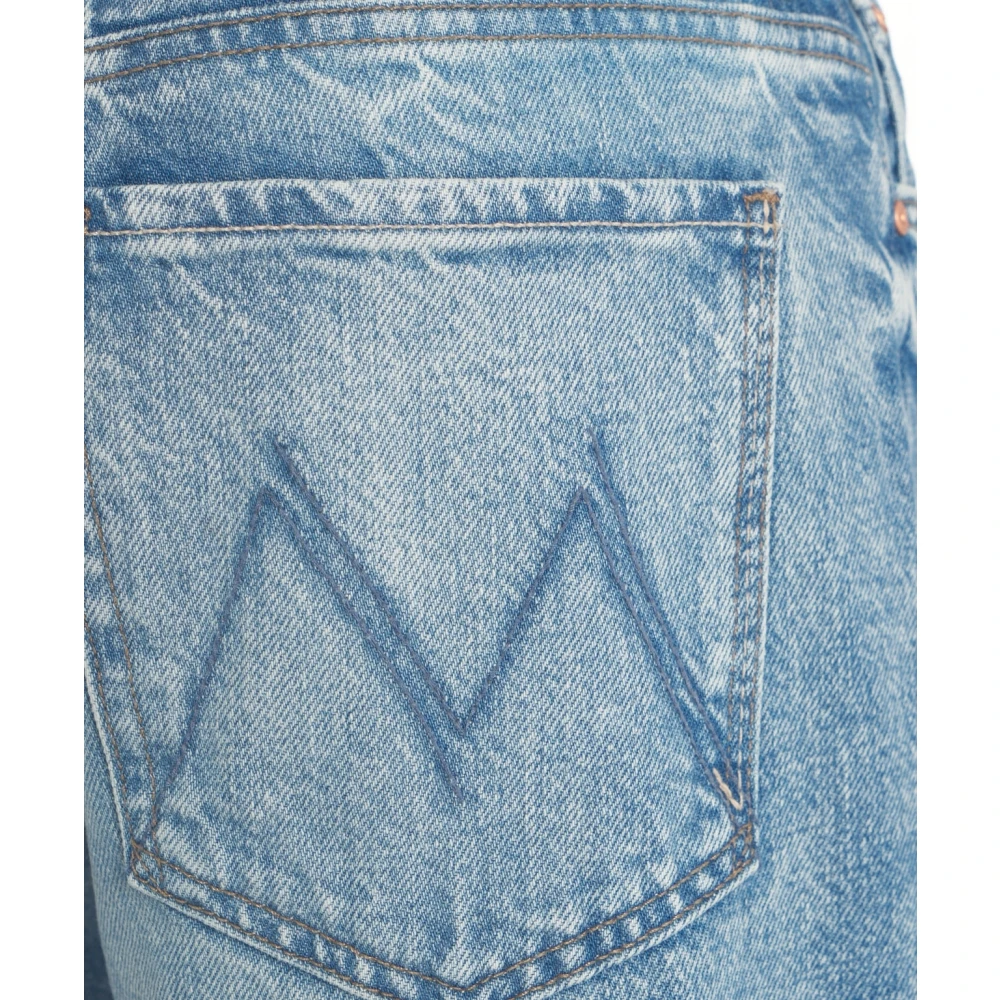 Mother Blauwe Wide-Leg Jeans Lil Dodger Button Blue Dames