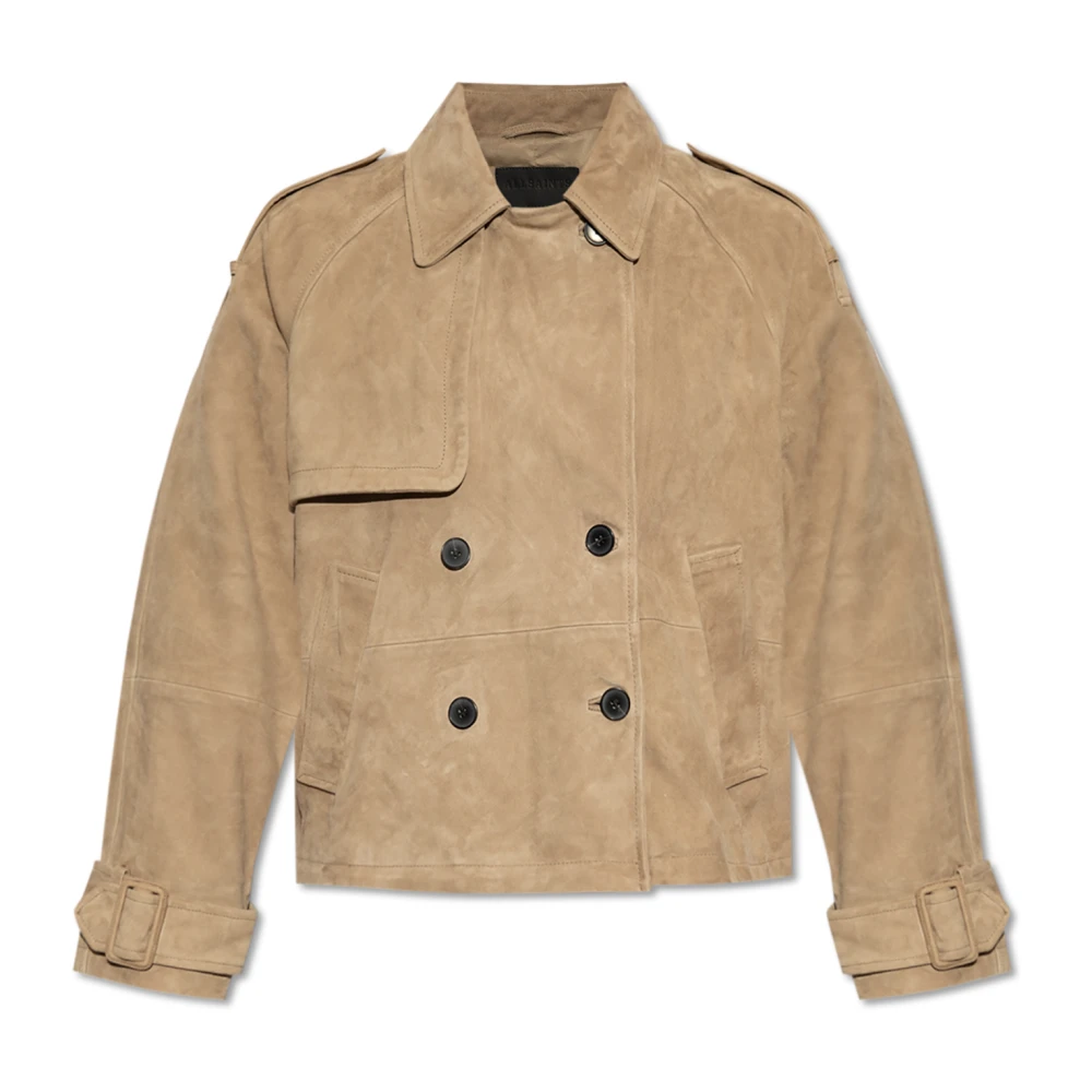 AllSaints Suède jas Reya Beige Dames