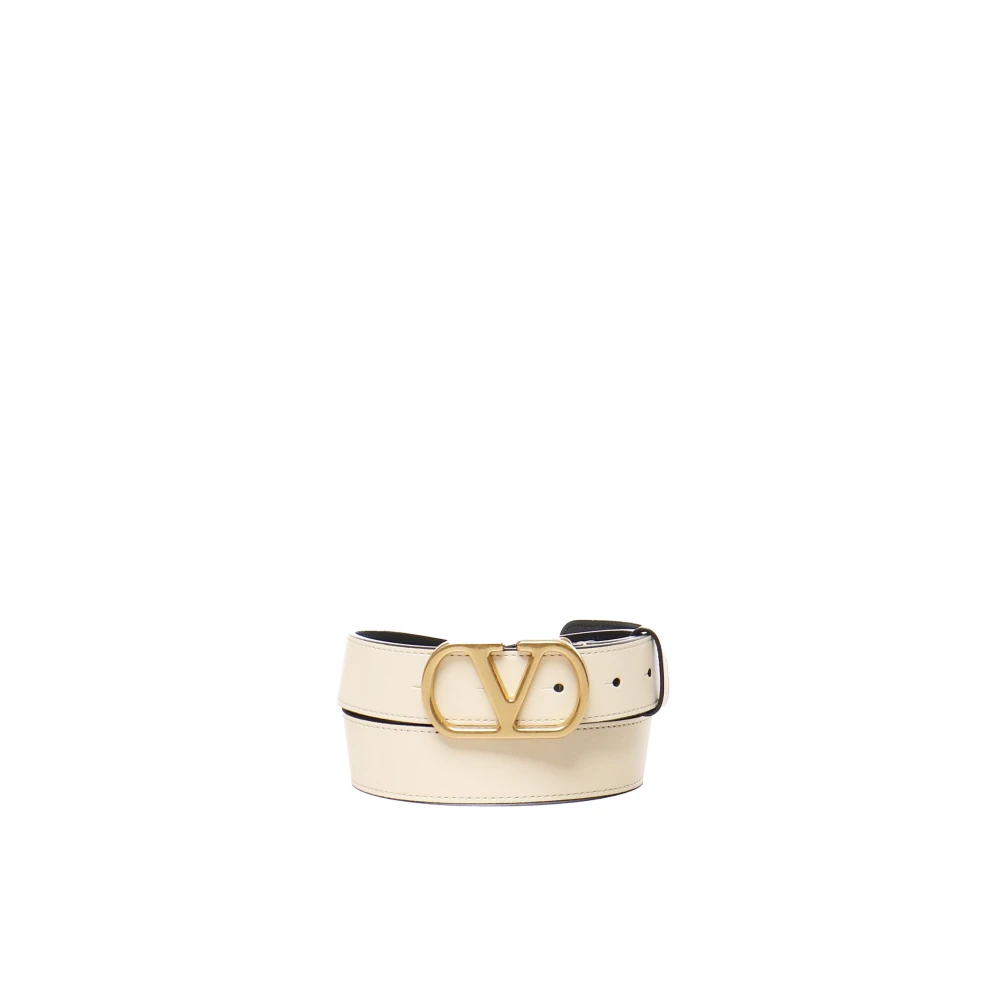 Valentino Garavani Wit Vlogo Signature Leren Riem White Dames