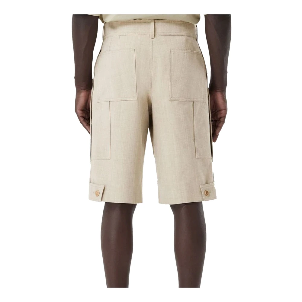 Burberry Bermuda Shorts met wollen patch Beige Heren