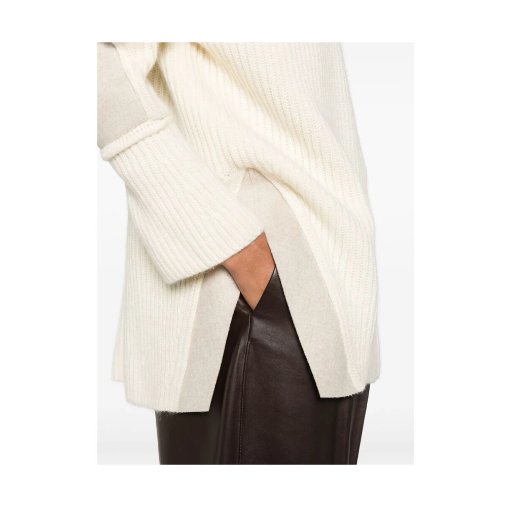 Kujten Cashmere Ribgebreide Trui White Dames