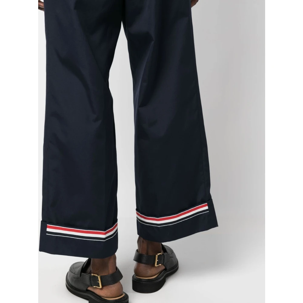 Thom Browne Blauwe Wijde Pijp Geknipte Broek Blue Heren