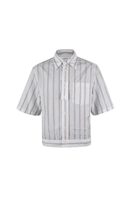 Randig blus i bomullspoplin
