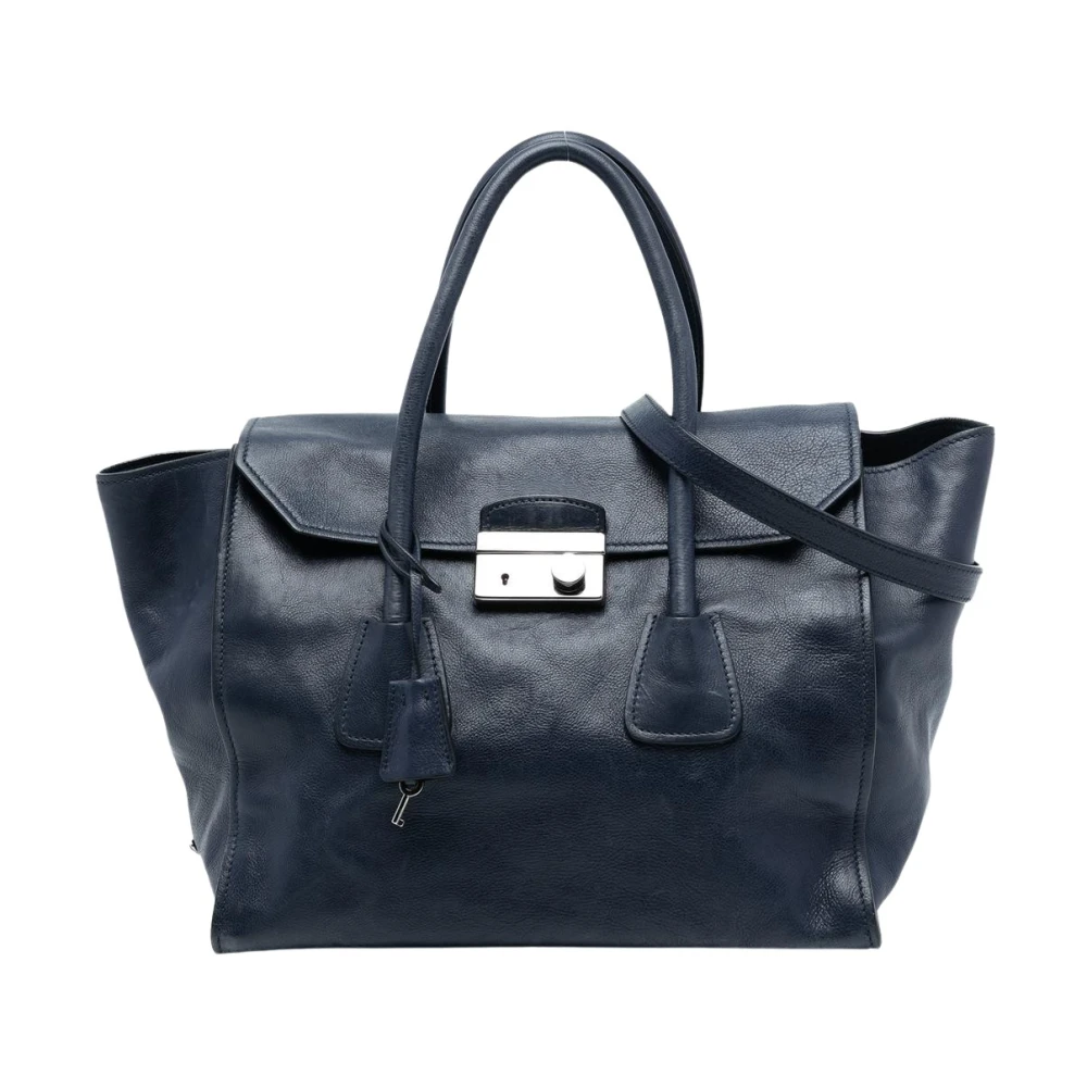 Prada Vintage Women's Blue Pre-Owned Leather Satchel Bag