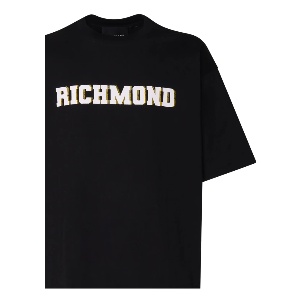 John Richmond Zwarte katoenen T-shirt met logo Black Heren