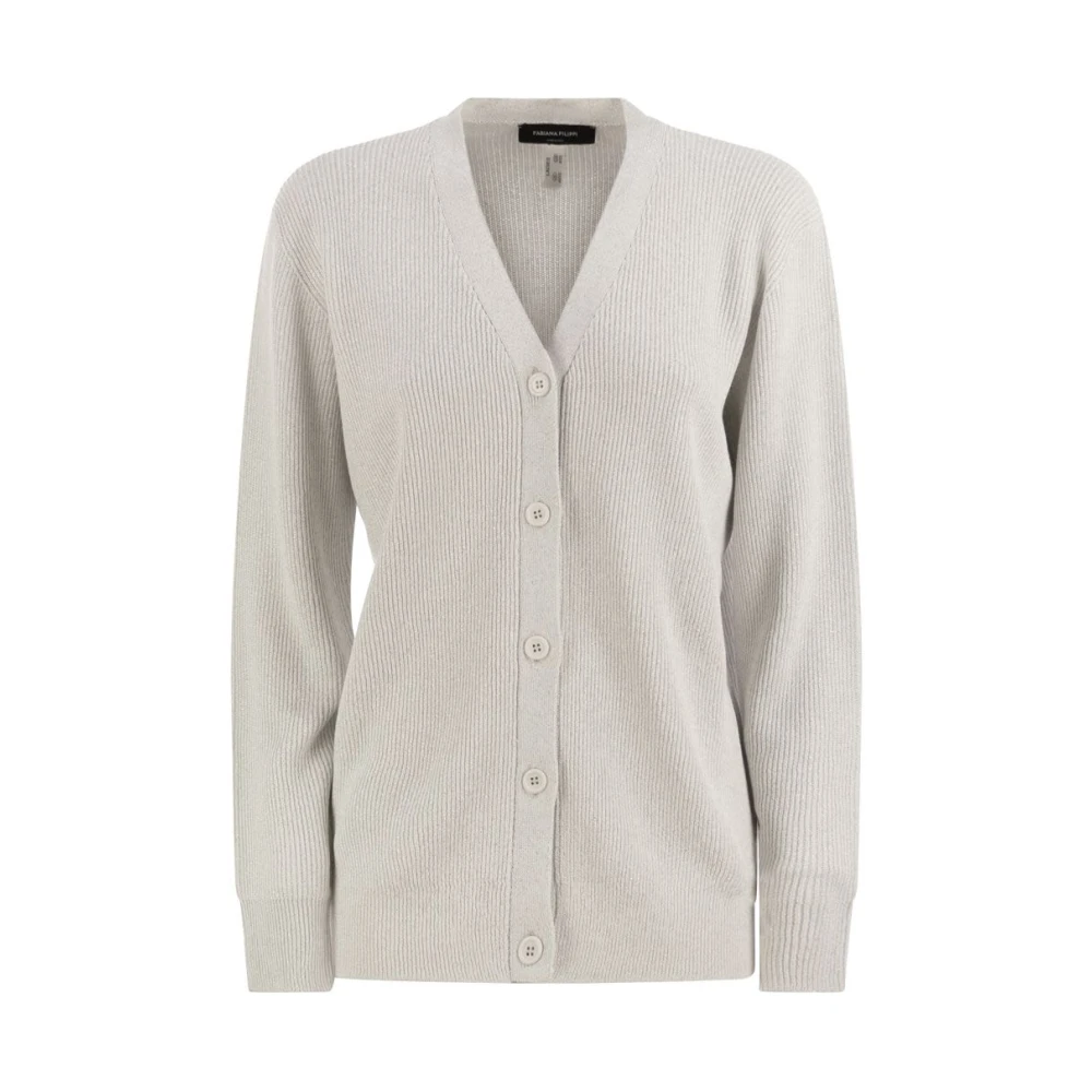 Fabiana Filippi White Cardigans, Female, 2XS, V-Neck Cardigan